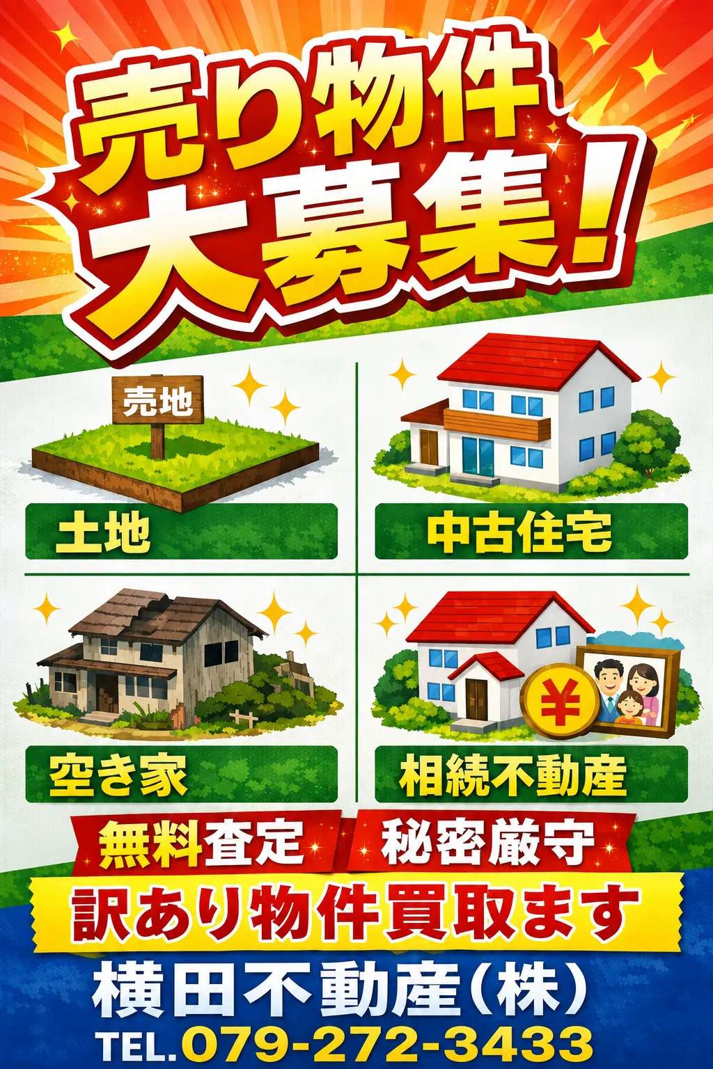 横田不動産は売主仲介手数料無料です。